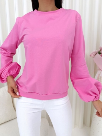 Różowa Bluza z Bufiastymi Rękawami 14638-424-F