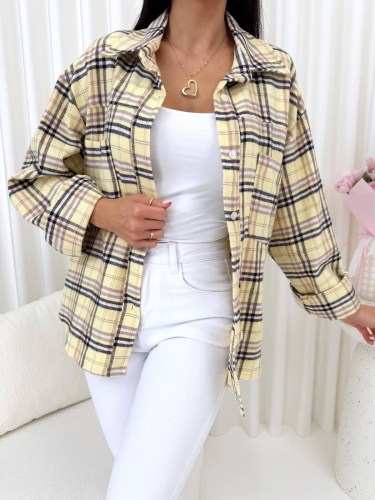 Żółta Flanelowa Koszula w Kratę 14771-68-C