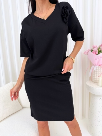 Czarny Masełkowy Komplet ze Spódnicą 14775-227-C