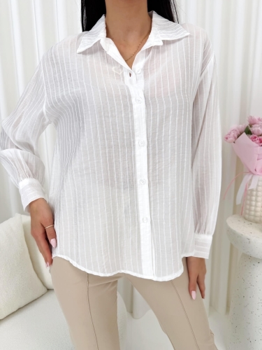 Kremowa Koszula w Paski 14779-518-B