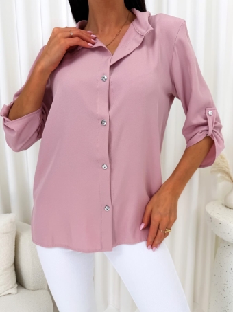 Ciemnopudrowa Klasyczna Koszula Damska  14640-76-G