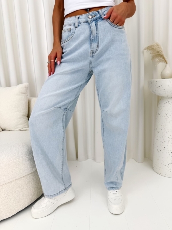 Błękitne Jeansowe Spodnie z Szerokimi Nogawkami 14792-308-A