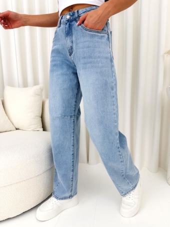 Niebieskie Jeansowe Spodnie z Szerokimi Nogawkami 14792-308-B