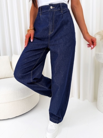 Granatowe Spodnie Balloon Jeans  14793-324-Q