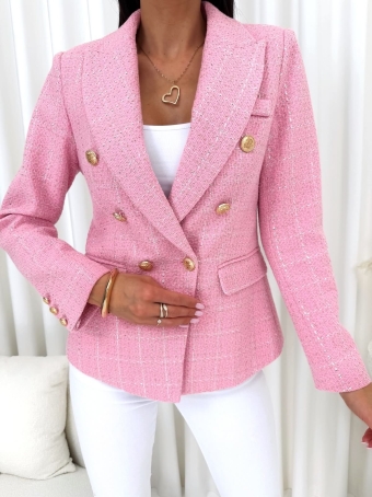 Pudrowa Marynarka z Połyskującą Nitką 14802-49-C