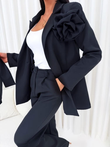 Czarny Dwuczęściowy Garniturowy Komplet  14803-181-A