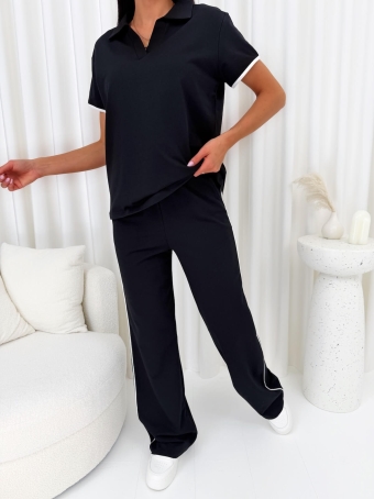 Czarny Dwuczęściowy Komplet Damski 14804-251-B