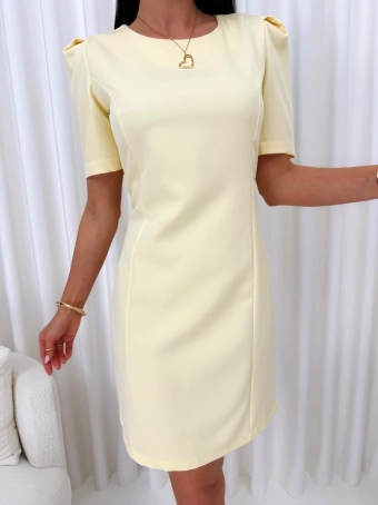 Żółta Prosta Elegancka Sukienka  14799-172-F