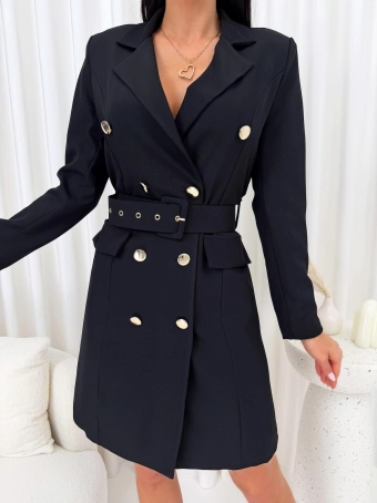 Czarna Elegancka Marynarkowa Sukienka  14831-286-B