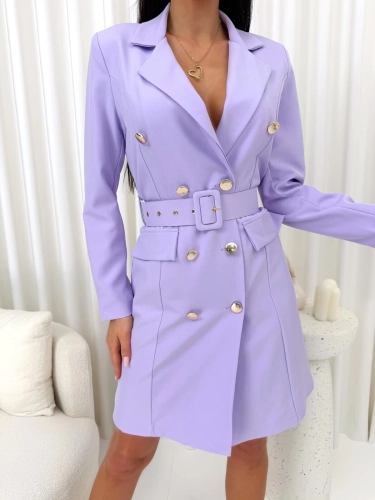 Lawendowa Elegancka Marynarkowa Sukienka  14831-286-C