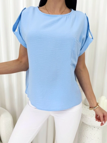 Błękitna Bluzeczka o Luźnym Kroju 14836-172-B