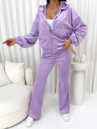 Lawendowy Dwuczęściowy Welurowy Komplet 14851-228-A