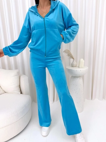 Niebieski Dwuczęściowy Welurowy Komplet 14851-228-C