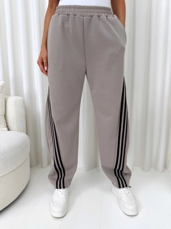 Cappuccino Dresowe Spodnie o Kroju Barrel 14860-134-A