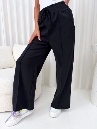 Czarne Spodnie z Szerokimi Nogawkami 14862-239-B