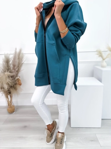 Turkusowa Bluza Oversize z Kapturem 9371-285-H