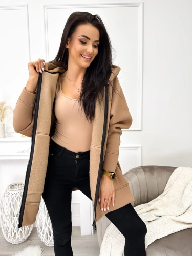 Brązowa Bluza Oversize z Kapturem 9371-285-J