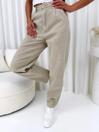 Ciemnobeżowe Spodnie 13437-215-G