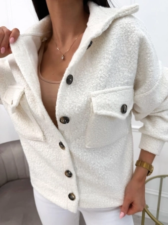 Kremowa Krótka Kurteczka z Kieszonkami 13719-82-D