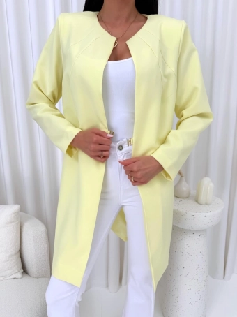 Żółty Długi Żakiet z Zapięciem  14674-169-H