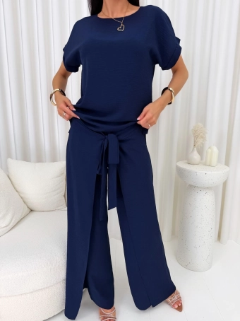 Granatowy Komplet Bluzka + Spodnie  14878-53-D