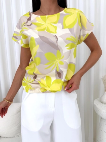 Beżowo-Żółta Bluzeczka w Kwiaty 14879-427-Q
