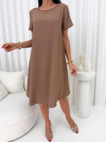Brązowa Gładka Sukienka Oversize 14890-530-B