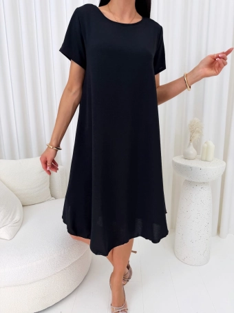 Czarna Gładka Sukienka Oversize 14890-530-C