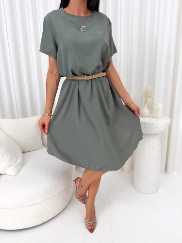Khaki Gładka Sukienka Oversize 14890-530-D