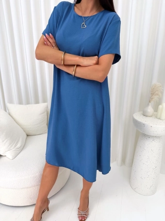 Niebieska Gładka Sukienka Oversize 14890-530-G