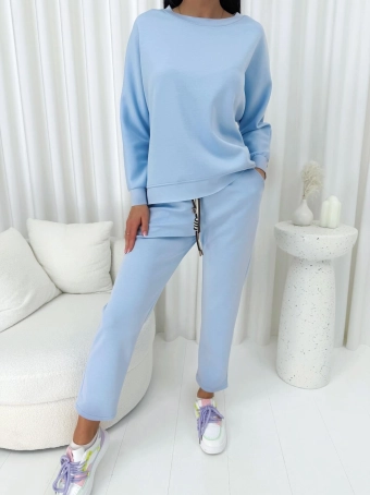 Błękitny Komplet Dresowy Bluza + Spodnie  14721-133-B