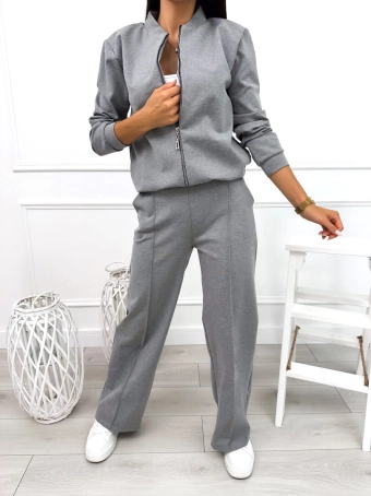 Szary Komplet Bluza + Spodnie 12670-184-D