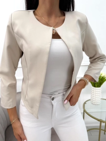 Beżowy Żakiet z Zapięciem 13946-362-A