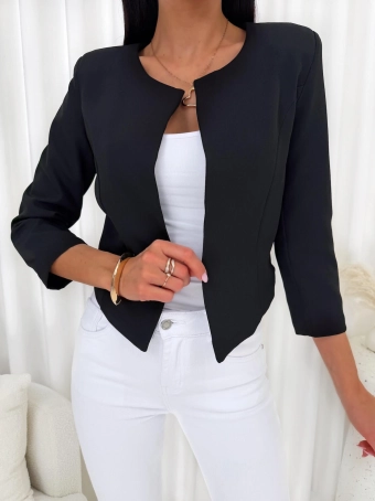 Czarny Żakiet z Zapięciem 13946-362-D