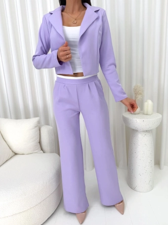 Lawendowy Komplet Marynarka + Spodnie 11834-305-J