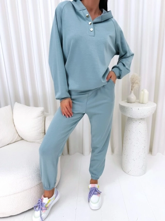 Szałwiowy Dwuczęściowy Dresowy Komplet  14756-362-G