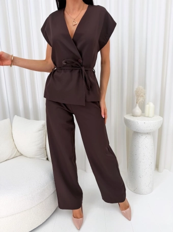 Czekoladowy Elegancki Komplet 14882-241-C