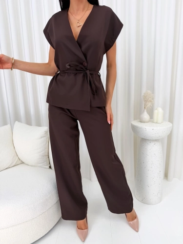 Czekoladowy Elegancki Komplet 14882-241-C