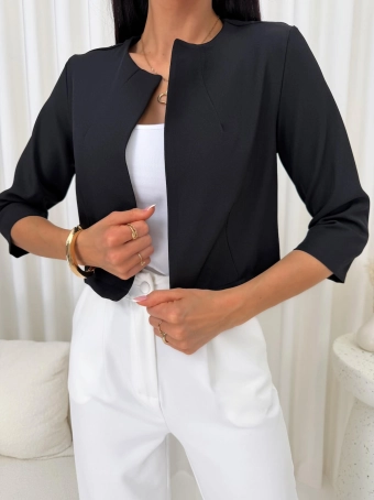 Czarna Elegancka Krótka Narzutka  14909-24-B