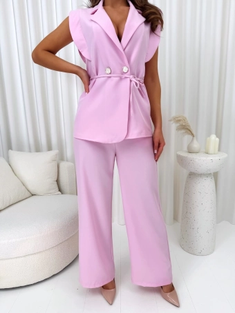 Pudrowy Dwuczęściowy Elegancki Komplet  14834-139-D