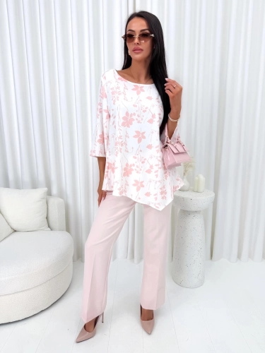 Brzoskwiniowe Eleganckie Spodnie w Kant  14667-424-E