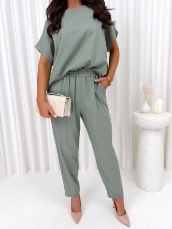 Zielony Lniany Komplet  14934-410-C