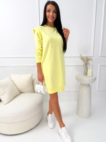 Żółta Dresowa Sukienka z Kieszeniami 14627-242-C