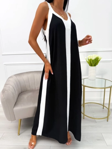 Czarno-Biała Sukienka Maxi 13953-261-B