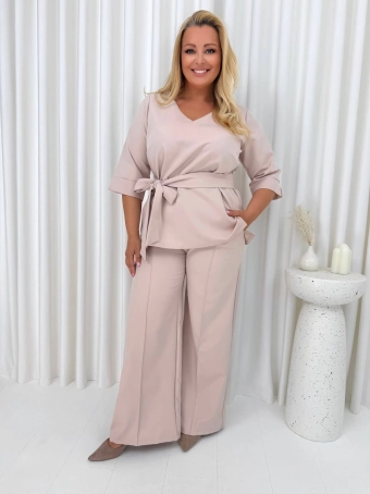 Beżowy Elegancki Komplet Plus Size  14906-126-A