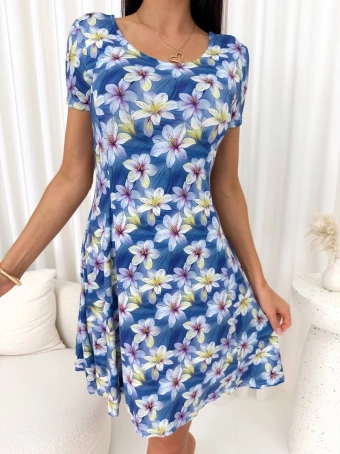 Niebieska Sukienka w Kwiaty 15032-63-Q