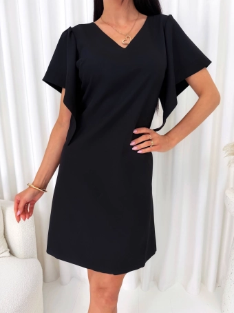Czarna Elegancka Sukienka z Wiązaniem z Tyłu 15063-337-C
