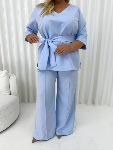 Jasnobłękitny Elegancki Komplet Plus Size 14906-126-G
