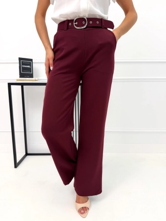 Bordowe Eleganckie Spodnie  14280-64-C
