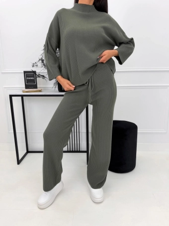 Khaki Sweterkowy Dwuczęściowy Komplet 15216-294-E